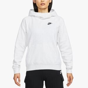 NIKE Essential Funnel-Neck Fleece Sweatshirt Standard Fit Heather Grey Womens M